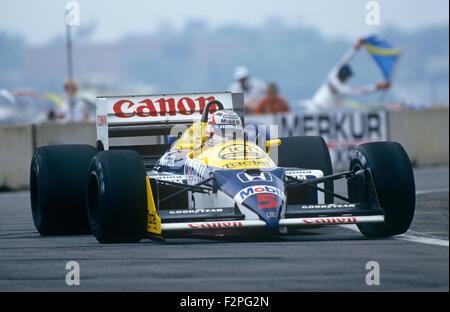 Nigel Mansell dans son Williams Honda 1987 Banque D'Images