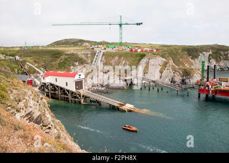 Construction de St Justinien Vie nouvelle station de bateau de Pembrokeshire Coast, au Pays de Galles, Royaume-Uni Banque D'Images