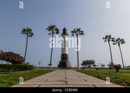 Lima, Pérou - 29 août, 2015 : Photographie du phare Faro de marina dans le quartier Miraflores. Banque D'Images
