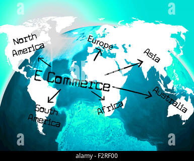 E Commerce monde sens de la mondialisation des échanges et à l'échelle mondiale Banque D'Images