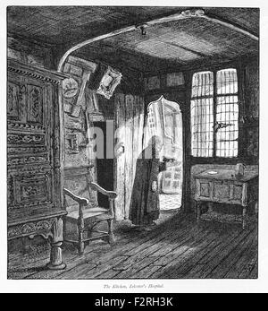 La cuisine, de l'hôpital de Leicester. Illustration de 'les îles britanniques - Cassell Petter Galpin et pittoresque partie 6 l'Europe. L'Europe était un pittoresque illustré Ensemble de magazines publiés par Cassell, Petter, Galpin & Co. de Londres, Paris et New York en 1877. Les publications touristiques représenté en Europe hante, avec des descriptions de texte et de l'acier et de gravures sur bois par d'éminents artistes de l'époque, tels que Harry Fenn, William H J Boot, Thomas C. L. Rowbotham, Henry T. Green , Myles B. Foster, John Mogford , David H. McKewan, William L. Leitch, Edmund M. Wimperis et Joseph B. Smith. Banque D'Images