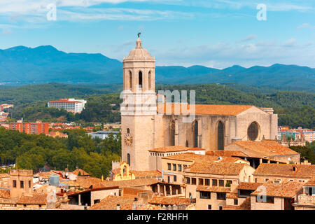 La Cathédrale Saint Mary à Gérone, Catalogne, Espagne Banque D'Images