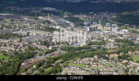 Vue aérienne de Shipley et Saltaire, dans le West Yorkshire, UK Banque D'Images