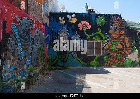 Graffiti, street art à Kerem Hateimanim, Quartier Yéménite, Tel Aviv, Haifa, Israël Banque D'Images