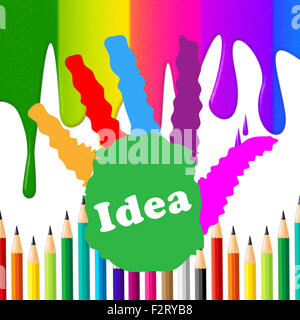 Idées pour les enfants d'art et de pensées de couleur indiquant Banque D'Images