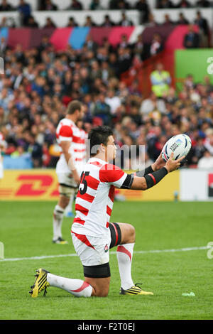 Gloucester, Royaume-Uni. 23 Septembre, 2015. Coupe du Monde de Rugby 2015 - L'Ecosse contre le Japon, jouée au stade Kingsholm, Gloucestershire UK Crédit : Peter Lopeman/Alamy Live News Banque D'Images