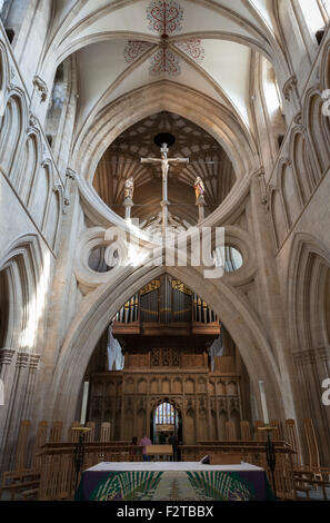 Les arches de ciseaux dans la cathédrale de Wells, Somerset Banque D'Images