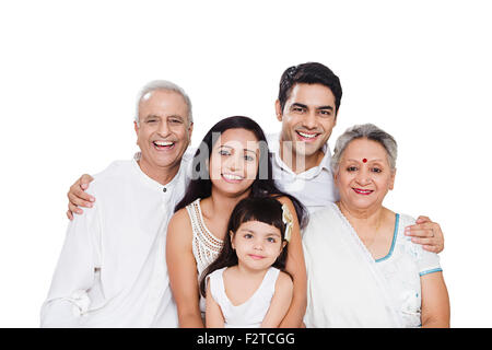 Indian group Joint Family sitting profitez Banque D'Images