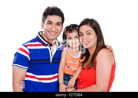 3 Les parents indiens et sa fille prendre soin Banque D'Images
