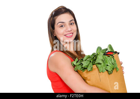 1 Femme adulte indien Shopping sac de légumes Banque D'Images