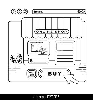 Magasinage en ligne concept : un magasin virtuel sur la page web en ligne . Illustration de Vecteur