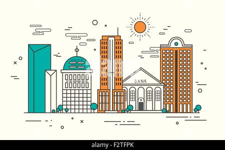 Dans un paysage de rue moderne de style design plat Illustration de Vecteur