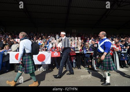 Gloucester, Royaume-Uni. Sep 23, 2015. Fans Rugby : Coupe du Monde de Rugby 2015 Poule B match entre l'Ecosse et le Japon au stade Kingsholm à Gloucester, en Angleterre . © EXTRÊME-ORIENT PRESSE/AFLO/Alamy Live News Banque D'Images