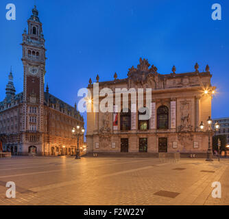 Beffroi et l'Opéra de Lille - France Banque D'Images