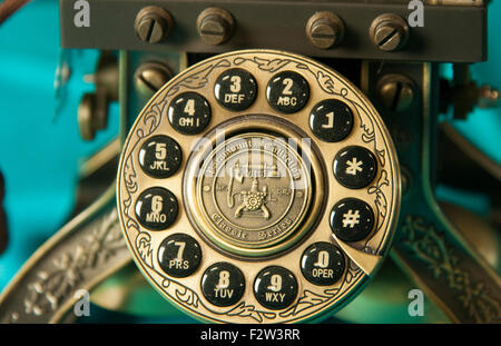 Close up absract d'un bouton-poussoir à l'ancienne accueil téléphone Banque D'Images