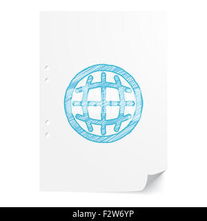 Illustration International handdrawn bleu sur papier blanc feuille avec copie espace Banque D'Images