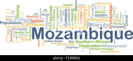 Concept d'arrière-plan wordcloud illustration de Mozambique Banque D'Images