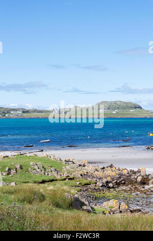 L'Abbaye d'Iona et Baile Mor sur l'île d'Iona sur le Sound of Mull de Fionnphort Banque D'Images