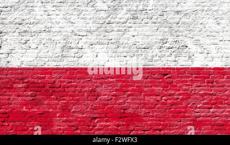 Pologne - drapeau national sur mur de brique Banque D'Images