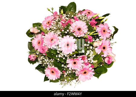 Bouquet de fleurs Collection de différentes fleurs colorées et de fleurs sauvages isolé sur fond blanc. Rose et blanc et le rouge vif. Banque D'Images