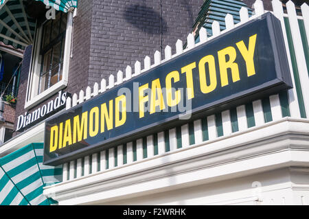 Inscrivez-vous à l'extérieur d'une usine de diamants, Amsterdam Banque D'Images