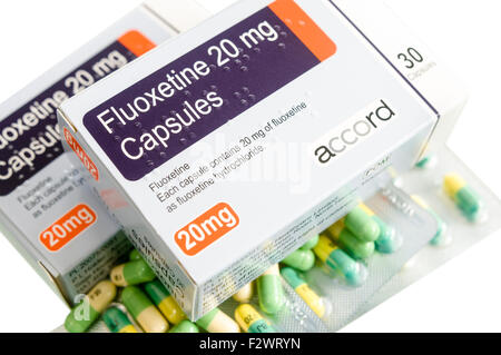 Chlorhydrate de fluoxétine (Prozac) 20mg gélules anti-dépresseur Banque D'Images