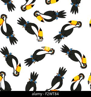 Modèle logique de Funny Cartoon Character Toucan sur fond blanc. Le zoo tropical et la faune. Vector illustration. Illustration de Vecteur