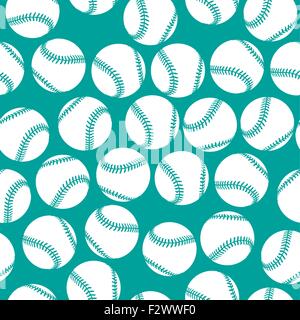 Icônes de baseball blanc sur fond vert motif transparent Illustration de Vecteur