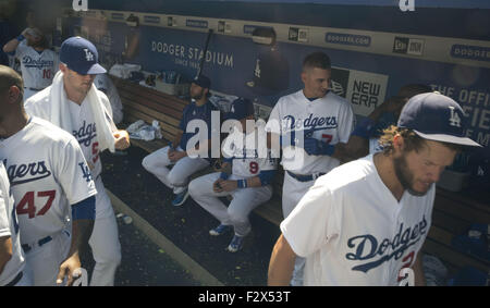 Los Angeles, Californie, États-Unis d'Amérique, USA. Sep 24, 2015. Les joueurs des Dodgers de Los Angeles dans leur étang pendant le match contre les Diamondbacks de l'Arizona au stade Dodgers le jeudi 24 septembre 2015. Los Angeles Dodgers a gagné le match 6-3.ARMANDO Armando Arorizo ARORIZO : Crédit/Prensa Internacional/ZUMA/Alamy Fil Live News Banque D'Images