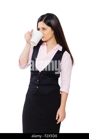 1 Indian Business Woman Drinking Tea Banque D'Images