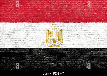 Égypte - drapeau national sur mur de brique Banque D'Images