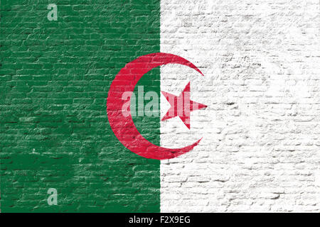 Algérie - drapeau national sur mur de brique Banque D'Images