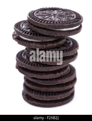 Cookies crème (close-up shot) isolé sur fond blanc Banque D'Images