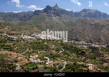 Avis de Tejeda et Roque Nublo, Gran Canaria, Îles Canaries, Espagne Banque D'Images