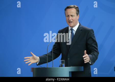 David Cameron - Treffen der dt. Bundeskanzlerin mit dem britischen Premierminister, Bundeskanzleramt, 29. Mai 2015, Berlin. Banque D'Images