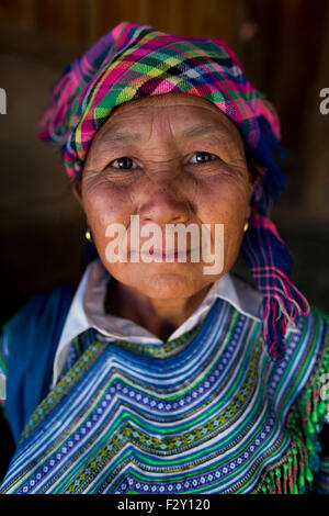 'Ethniques' Flower Hmong tribu au nord du Vietnam. Banque D'Images