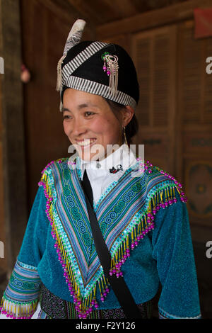 'Ethniques' Flower Hmong tribu au nord du Vietnam. Banque D'Images