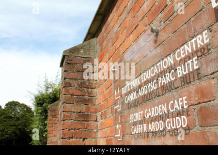 Bute Park signe au Secret Garden Cafe, Cardiff, Pays de Galles, Royaume-Uni Banque D'Images