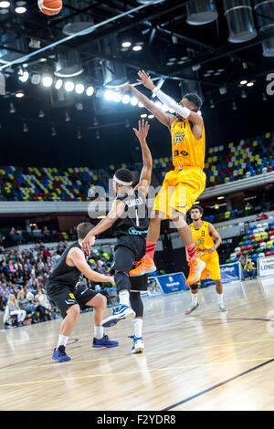 Défaite des Lions Londres Leeds 99 - 60 force à Copperbox, Parc Olympique, Londres, Royaume-Uni. Septembre 2015 Banque D'Images