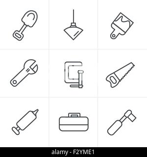 Icônes de Style de ligne de base - Construction d'outils et icônes Illustration de Vecteur