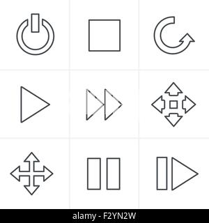 Icônes de Style ligne media Icons Set Vecteur Conception, Illustration de Vecteur