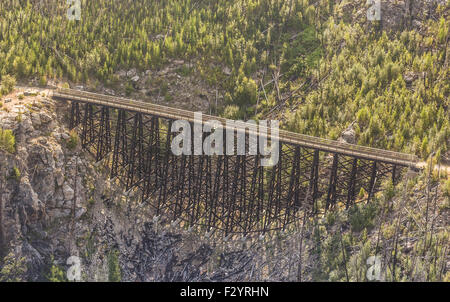 Une photographie aérienne prise d'une des tables à tréteaux dans canyon Myra, Okanagan Valley, Canada Banque D'Images