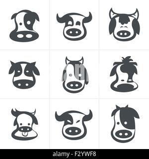 Ensemble de symboles vache. Vector illustration. ensemble d'icônes Illustration de Vecteur