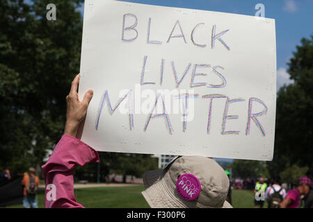 Woman Black vit Question signer - Washington, DC USA Banque D'Images