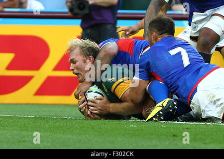 Birmingham, UK. 26 Sep, 2015. Coupe du Monde de Rugby. Afrique du Sud contre les Samoa. Schalk Burger marque un essai pour l'Afrique du Sud. Credit : Action Plus Sport/Alamy Live News Banque D'Images