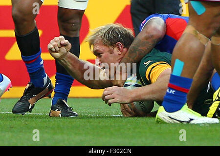 Birmingham, UK. 26 Sep, 2015. Coupe du Monde de Rugby. Afrique du Sud contre les Samoa. Schalk Burger marque un essai pour l'Afrique du Sud. Credit : Action Plus Sport/Alamy Live News Banque D'Images