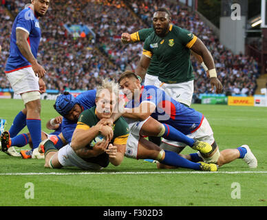 Birmingham, UK. Septembre 26, 2015. Schalk Burger marque un essai pour l'Afrique du Sud l'Afrique du Sud V Samoa, Coupe du Monde de Rugby 2015 l'Afrique du Sud V Samoa, Coupe du Monde de Rugby 2015 Villa Park, Birmingham, Angleterre 26 septembre 2015 Credit : Allstar Photo Library/Alamy Live News Banque D'Images