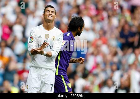 Madrid, Espagne. 26 Sep, 2015. Cristiano Ronaldo dos Santos (7) Real Madrid au cours de la match de football de la Liga entre le Real Madrid et Malaga CF au Santiago Bernabeu . Le jeu est terminé dans un 0-0 draw. © Plus Sport Action/Alamy Live News Banque D'Images