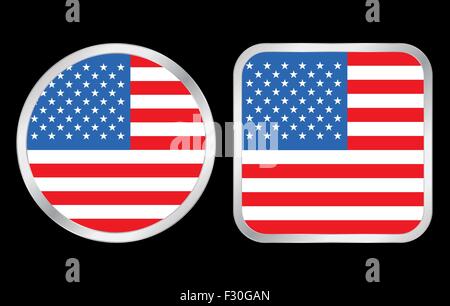 USA flag - deux icône sur fond noir. Vector illustration. Illustration de Vecteur