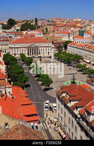 La place Rossio (ou Pedro IV Square) est situé au cœur de Lisbonne, Portugal. Banque D'Images